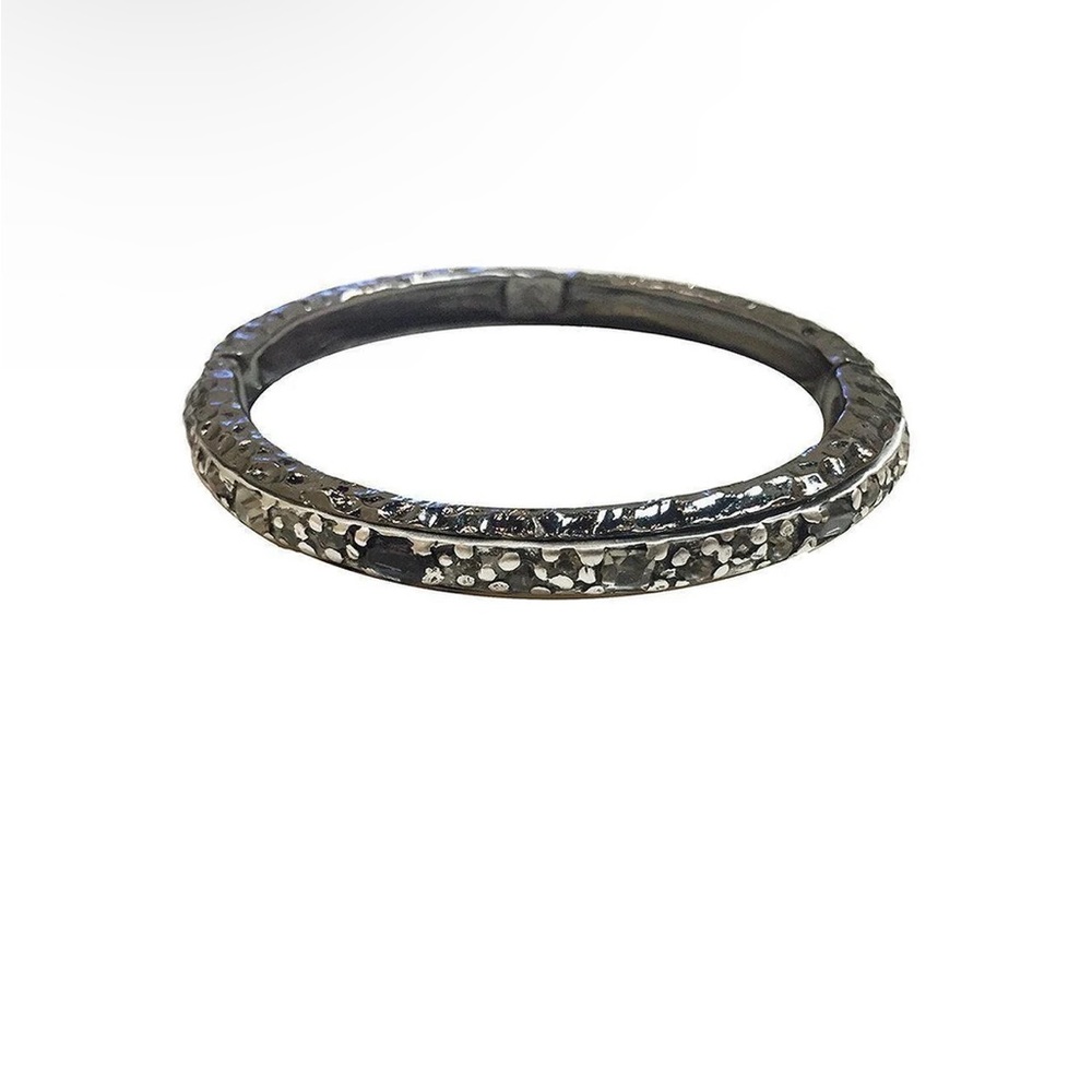 Tat2 Designs, Ibiza Hammered Hinged Bangle Bracelet in Gunmetal